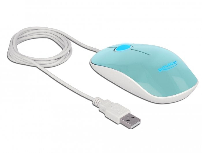 Delock 12538 Mouse Óptico De 3 Botones Led Usb Tipo-A Turquesa