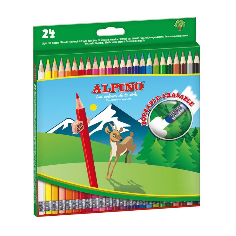 Alpino Lápices De Colores Borrables 177mm Estuche De 24 C/Surtidos