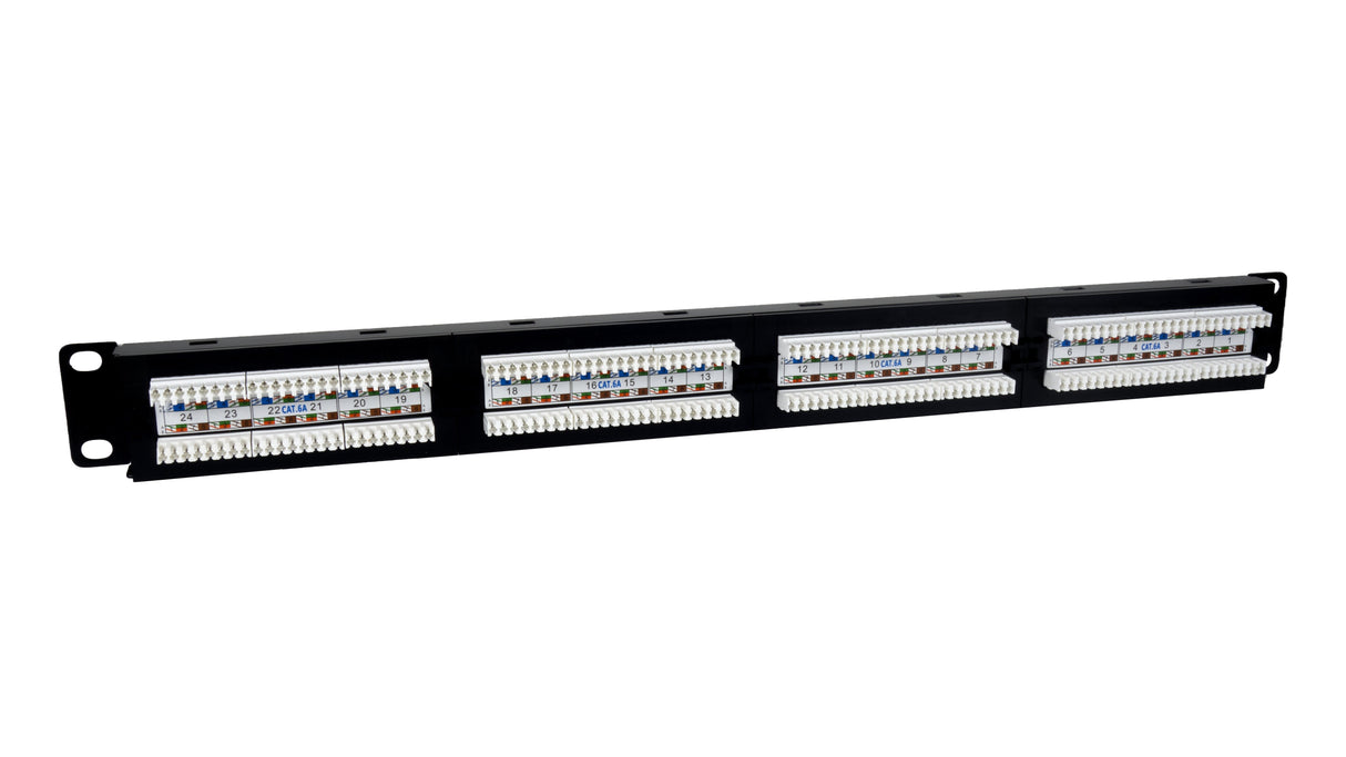 Phasak Panel De Transferencia Utp 19" Cat. 6a Dual 24 Puertos 1u Negro