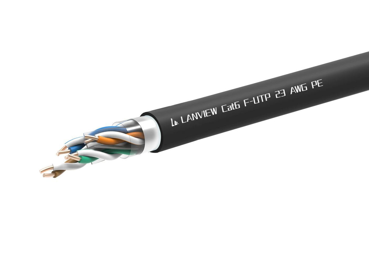 Cat6 F-Utp Network Cable - 4x2xawg23 Pe Black 305m - Outdoor - Warranty: 60m