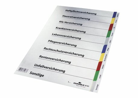 Ordnerregister Vollformat Blanko Con Deckblatt Versicherungen Din A4