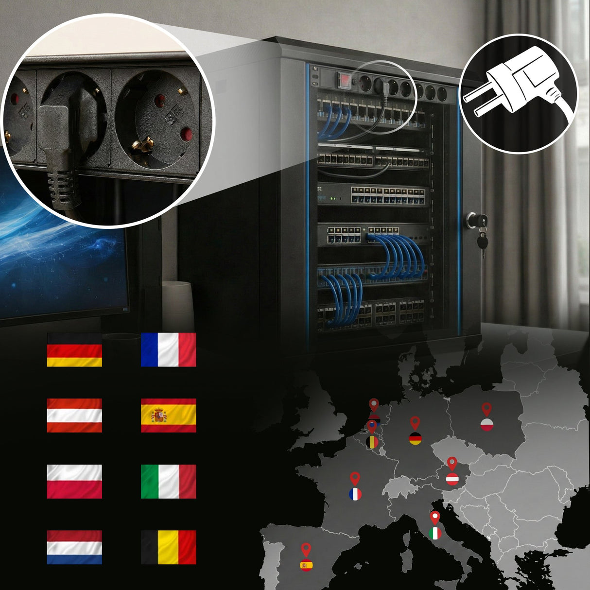 EAN 5903148912967 - Extralink 19\" 1U 7 SOCKET EU TYPE POWER PDU WITH SWITCH PDU 7-EU Regleta eléctrica imagen 8