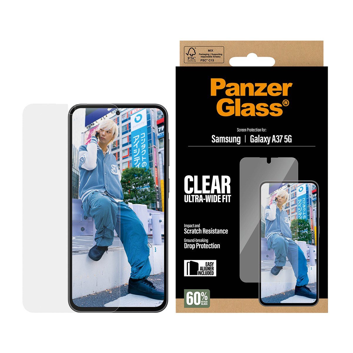 Panzerglass Displayschutz Samsung Galaxy A37 Ultra-Wide Fit M. Easyaligner