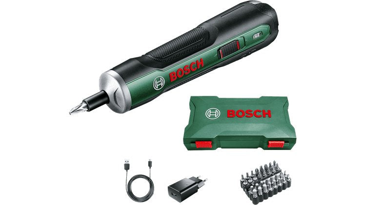 Bosch Atornillador A Batería Pushdrive 3,6 Voltios Verde, Con Juego De Puntas De Destornillador De 10 Piezas 06039c6002