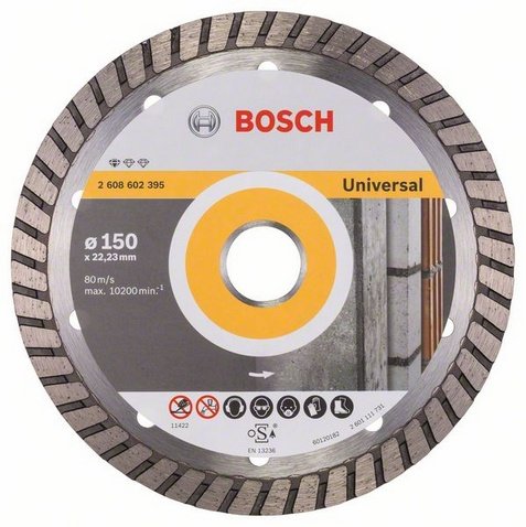 Bosch Profesional - Disco De Corte Diamante Estándar Para Universal Turbo (Piedra, 150 X 22.23 2.5 10 Mm, Accesorios Amoladoras Angulares)