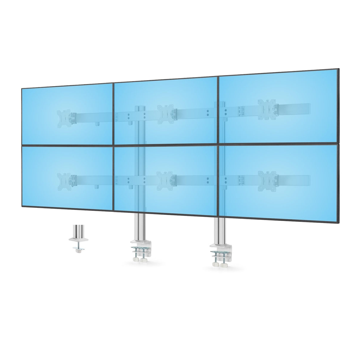 Startech.Com Six-Monitor Desk Mount W Crossbar, Up To 32 In Screens 17.6lb - Befestigungskit - Für 6 Lcd-Displays - Säule, Dual