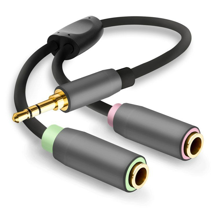 Cable Adaptador Helos, Conector De 3,5 Mm / 2 Conectores De 3,5 Mm, Premium, Negro