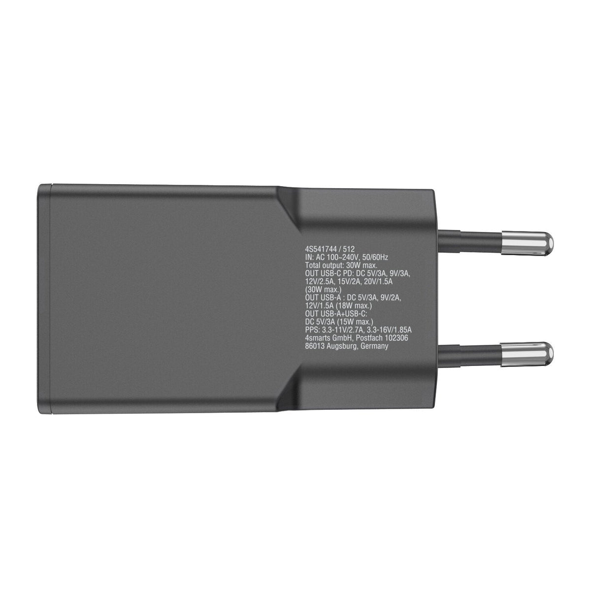 4smarts Cargador De Pared Pdplug Slim Duos 30w Gan 1c+1a, Negro
