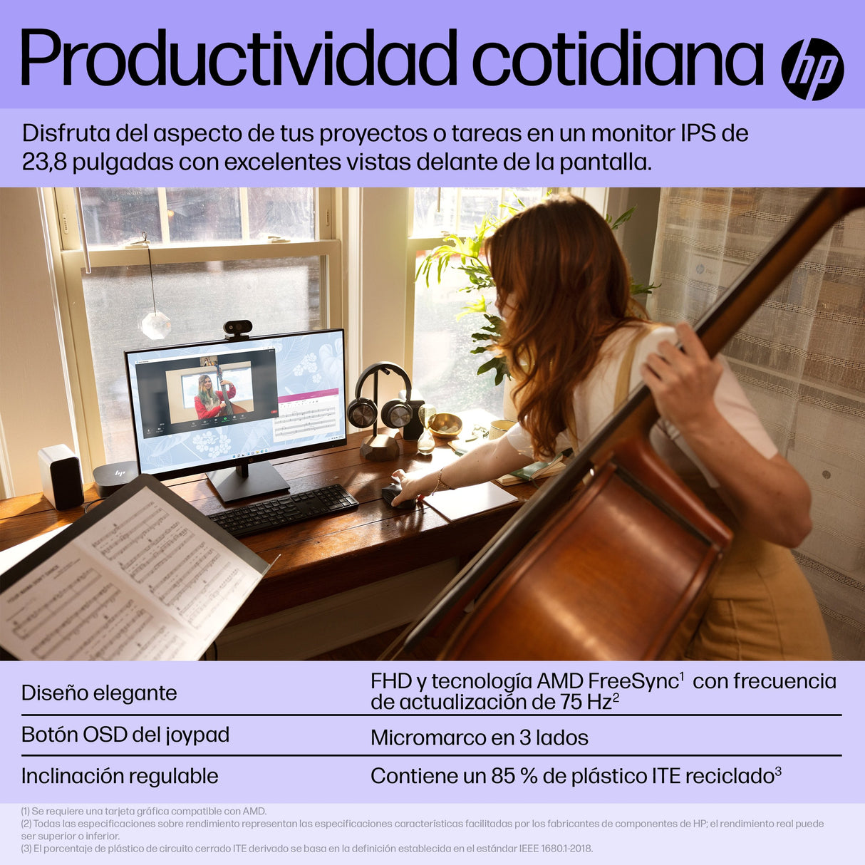 EAN 0196548193844 - HP V24i G5 FHD Monitor pantalla para PC 60,5 cm (23.8") 1920 x 1080 Pixeles Full HD LCD Negro imagen 10