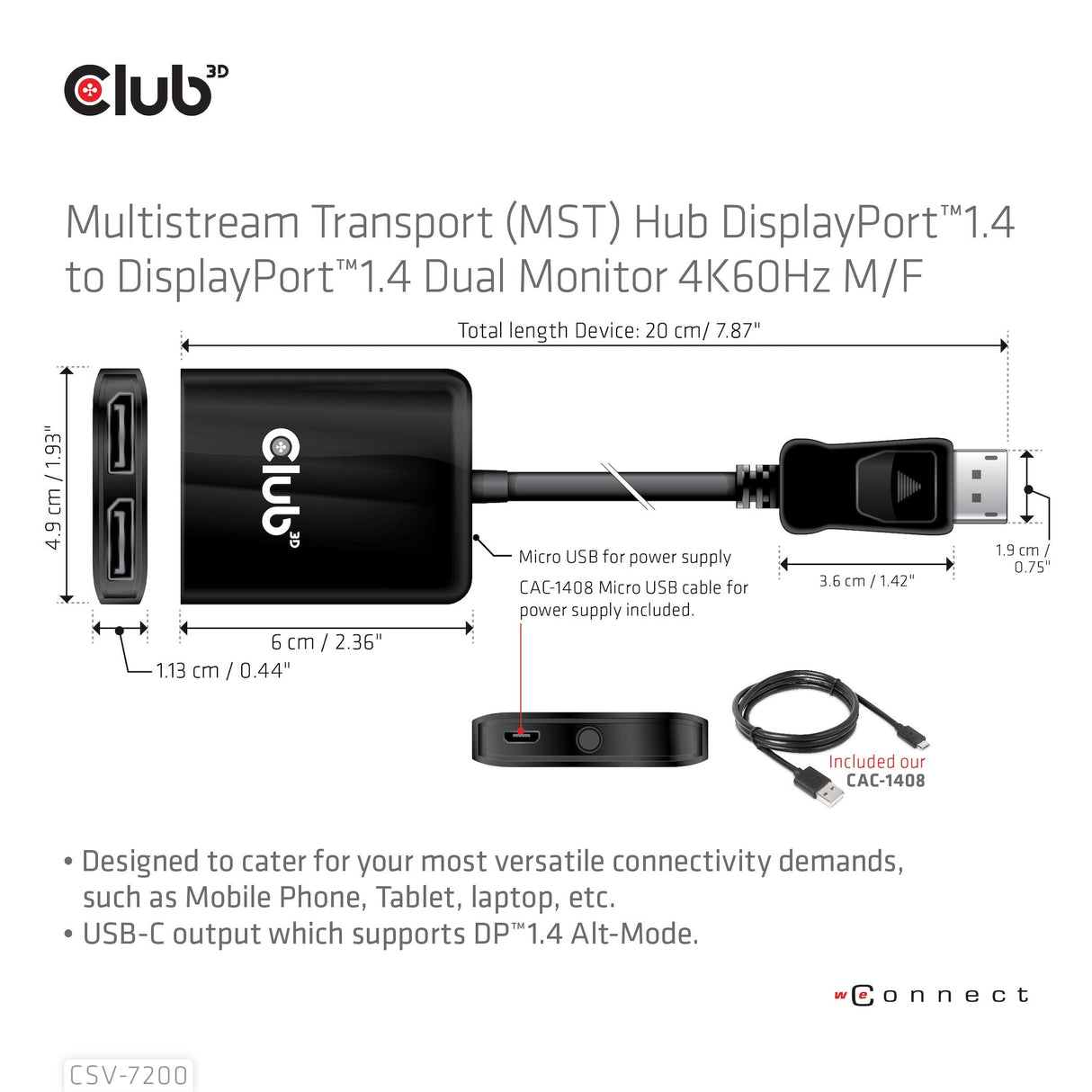 EAN 8719214471927 - CLUB3D Multi Stream Transport (MST) Hub DisplayPort 2x DisplayPort imagen 6