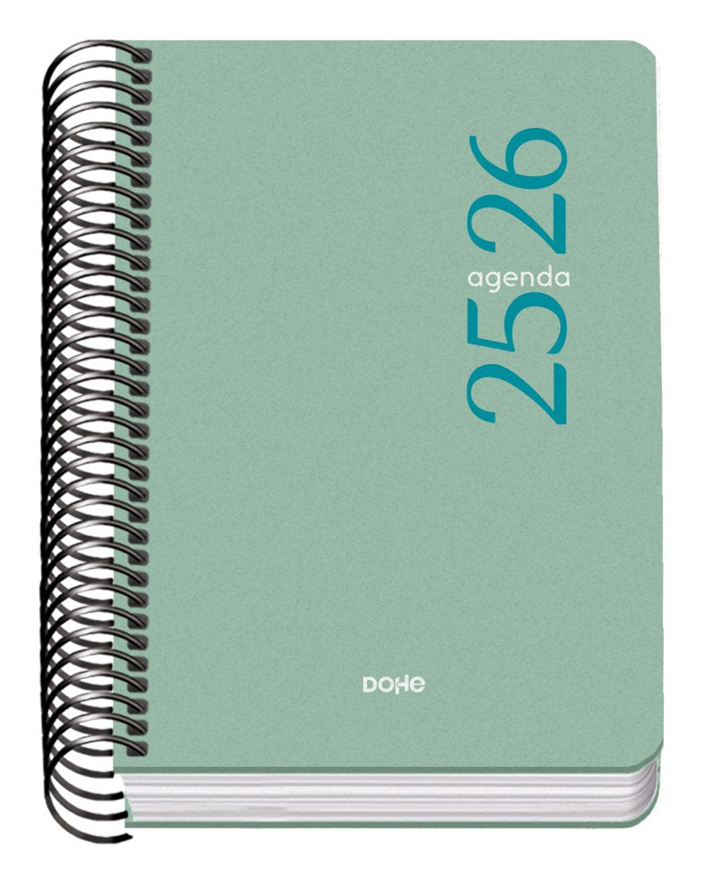 Dohe Esencial Agenda Escolar 25/26 Espiral A6 - Dia Pagina - Papel 70g/M2 - Cubierta En Polipropileno - Verde