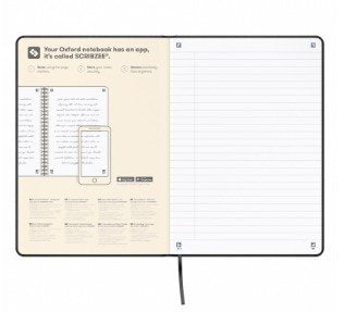 Oxford Cuaderno Cosido Signature 80h A5 1 Línea Cierre C/Goma Tapa Extradura Negro