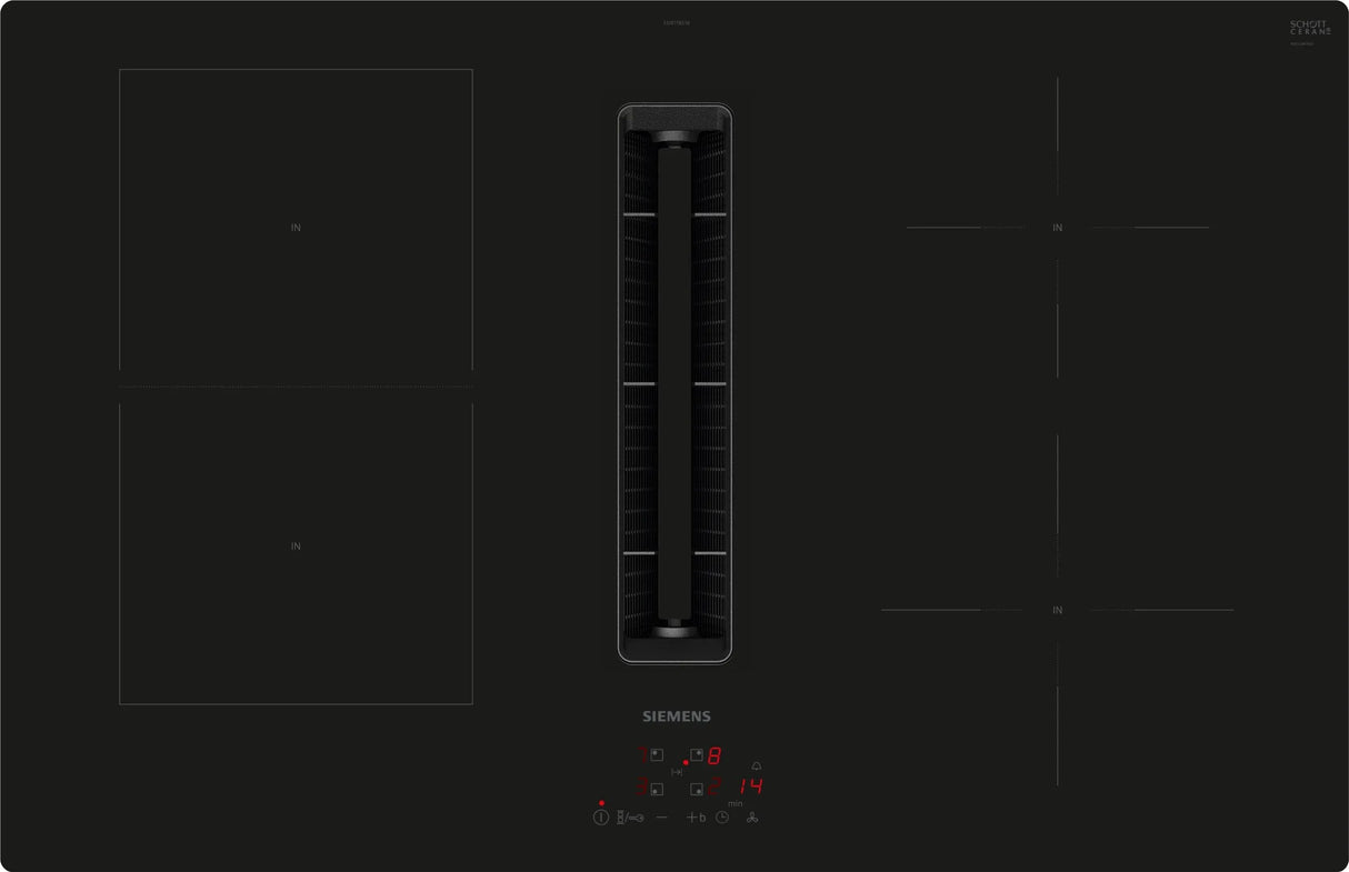 Siemens Ed811bs16e Iq300, Placa De Cocina Independiente Negro, 80 Cm, Con Campana Extractora Integrada Ed811bs16e