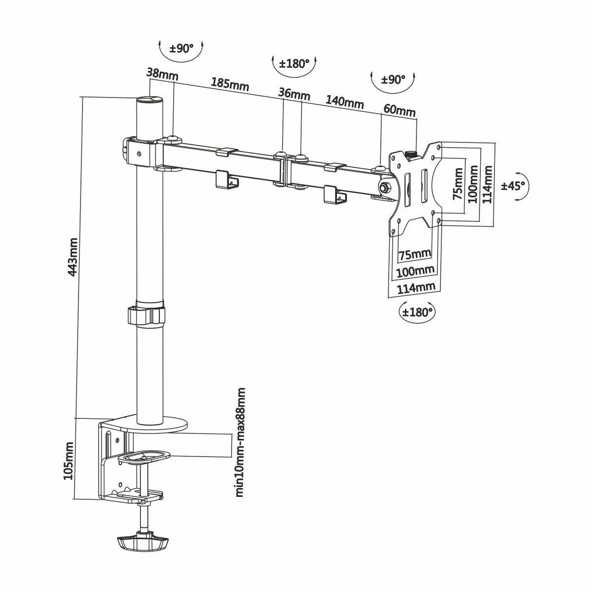 EAN 8436574703429 - AISENS DT32TSR-039 soporte para monitor 81,3 cm (32") Escritorio Negro imagen 6