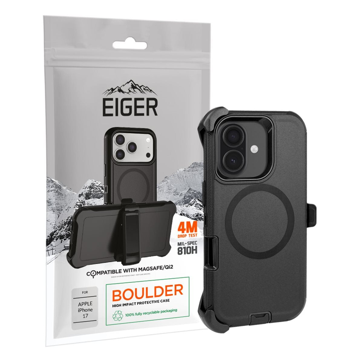 Funda Ultra Reforzada Magsafe *Drop Test 4m* Con Clip Ceinture Securisé Para Apple Iphone 17 - Eiger®