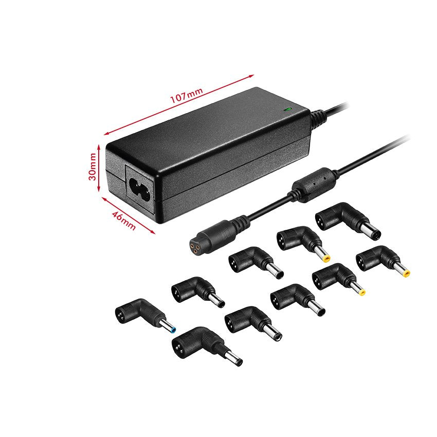 Cargador De Portátil Leotec 70w Automático 10 Conectores Voltaje 15-20v