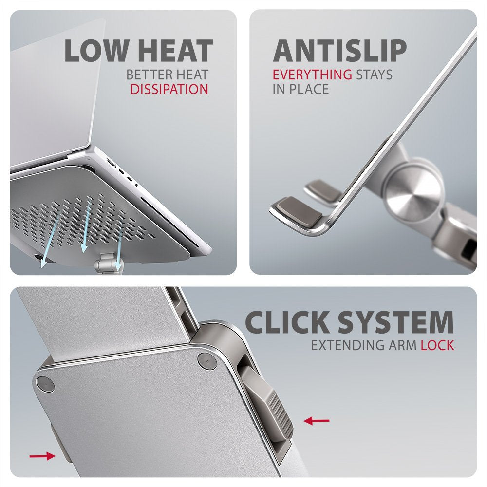 Stnd-Lr Podstawa Do Laptopów Aluminiowa 10-16" Regulowane Katy Nachylenia, Obrót O 360 Stopni