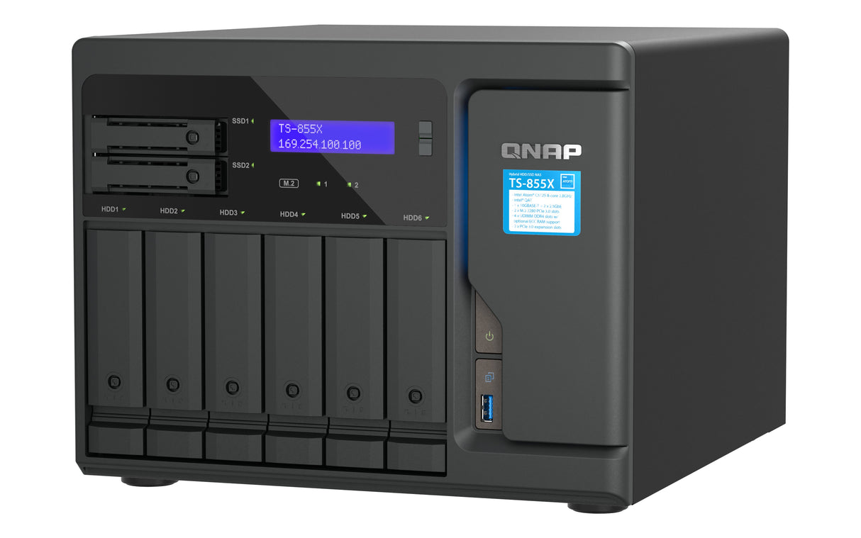 EAN 4711103084007 - QNAP TS-855X SAN Torre Intel Atom® C5125 8 GB DDR4 0 TB QNAP QTS Negro imagen 6