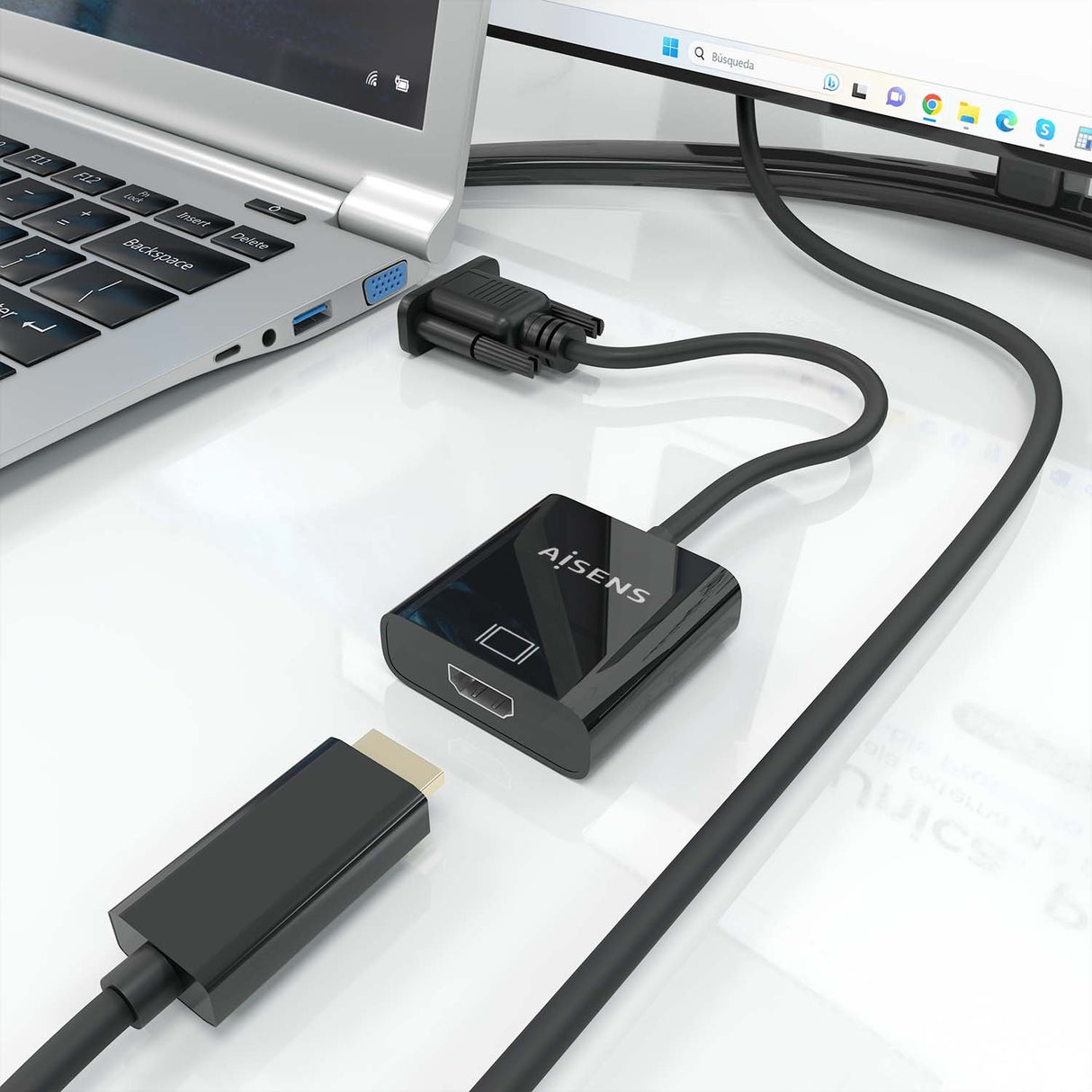 EAN 8435739901601 - AISENS A115-0873 adaptador de cable de vídeo 0,2 m HDMI + 3.5mm + Micro-USB Type-B VGA (D-Sub) imagen 6