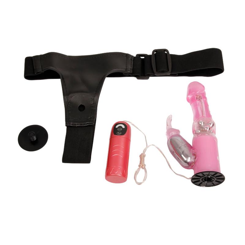 Baile Arnés Con Dildo Vibrador Rosa 18 Cm