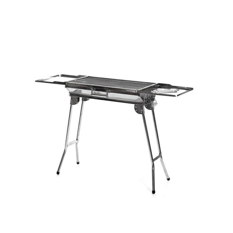 Barbacoa Innovagoods Exelq Portatil De Acero Inoxidable - Plegable - Parrilla Extraible De 57x29cm - Asas De Transporte