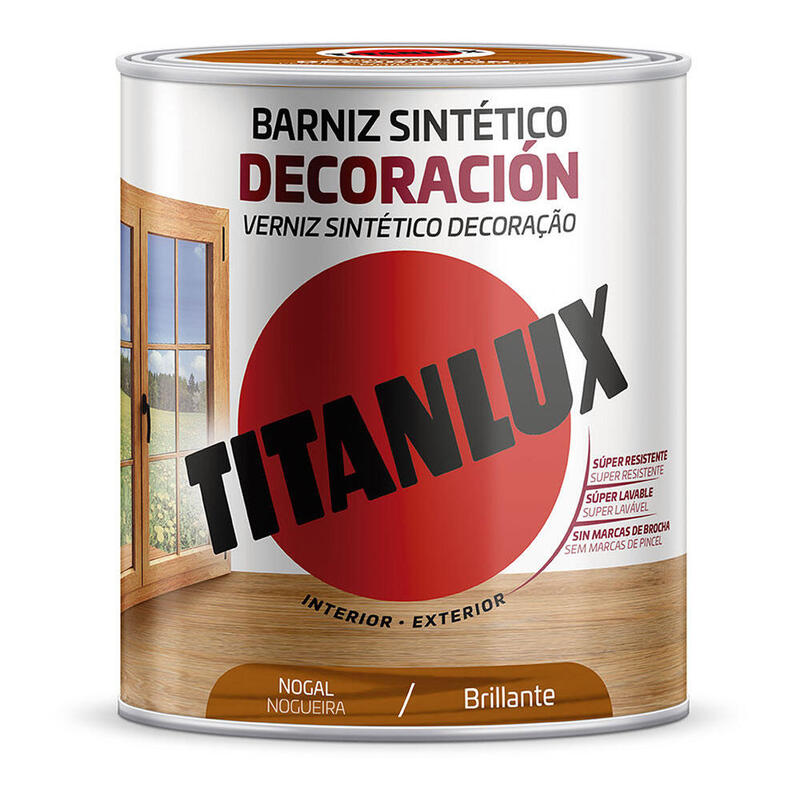 Barniz Sintético Decoración Brillante Nogal 0,750l Titanlux M10100334