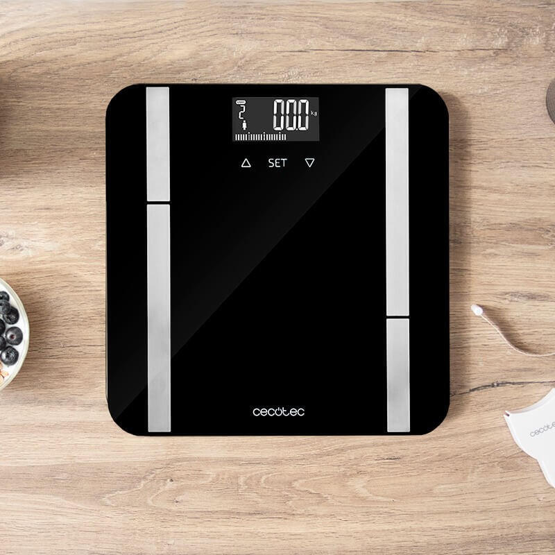 Báscula De Baño Cecotec Surface Precision 9450 Full Healthy Análisis Corporal Hasta 180kg Negra Y Blanca