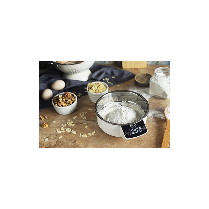 Báscula De Cocina Adler Ad 3166 Con Cuenco, Blanco