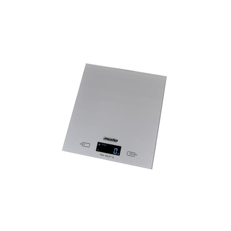Báscula De Cocina Mesko Ms 3145, Capacidad 5 Kg, Pantalla Lcd Grande, Cero Autoapagado, Silvera
