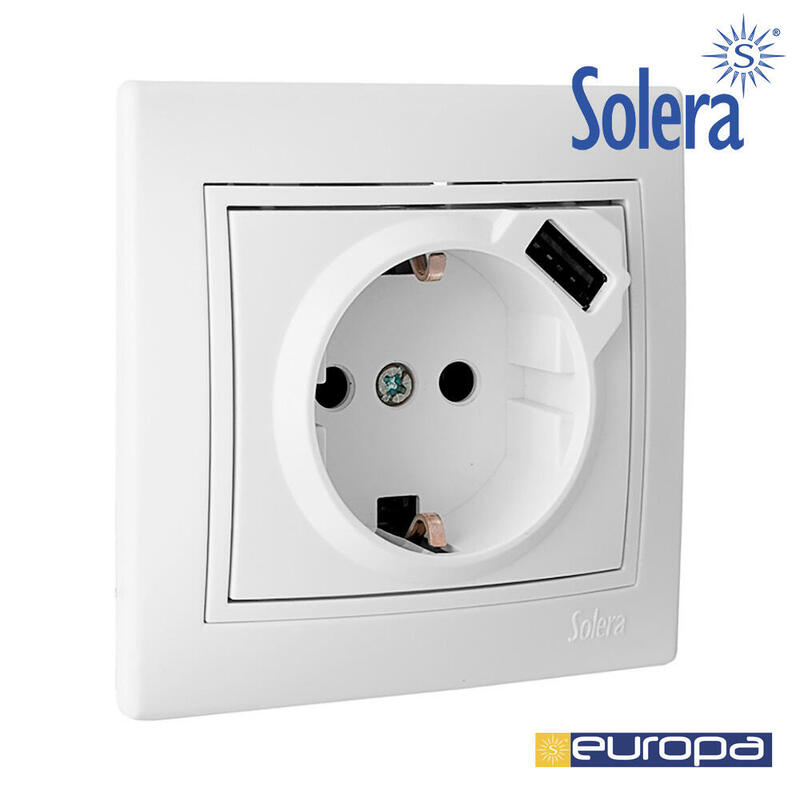 Base Bipolar Con T/Tl16a 250v Usb 16a S.Europa Solera Erp60usb-U