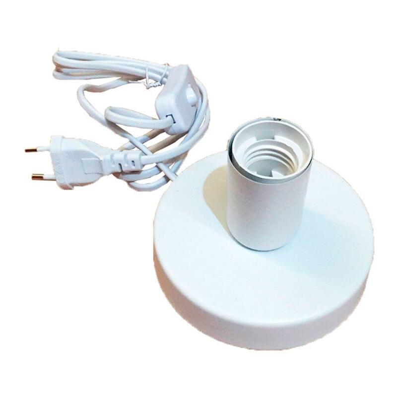 Base De Mesa E27, Con Cable E Interruptor, Blanca, Ø120 X 85mm