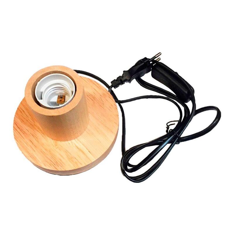 Base De Mesa E27, Con Cable E Interruptor, Madera, Ø120 X 85mm