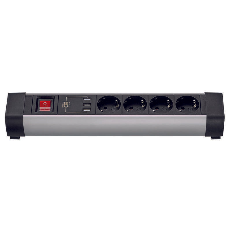 Base Múltiple Con Fijación 4 Tomas + 3 Usb