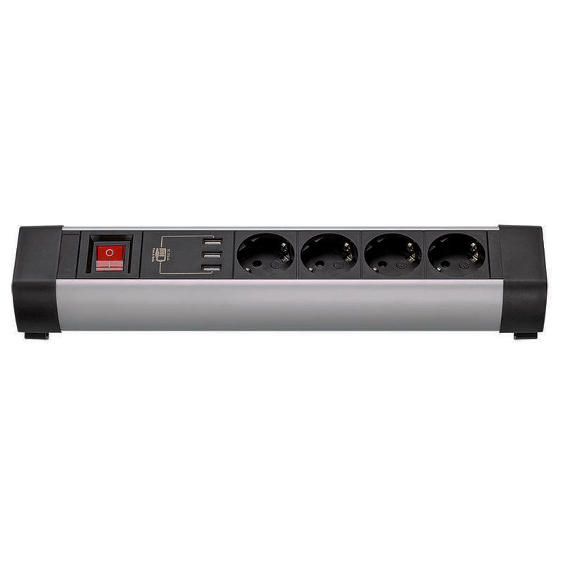 Base Múltiple Con Fijación 4 Tomas + 3 Usb