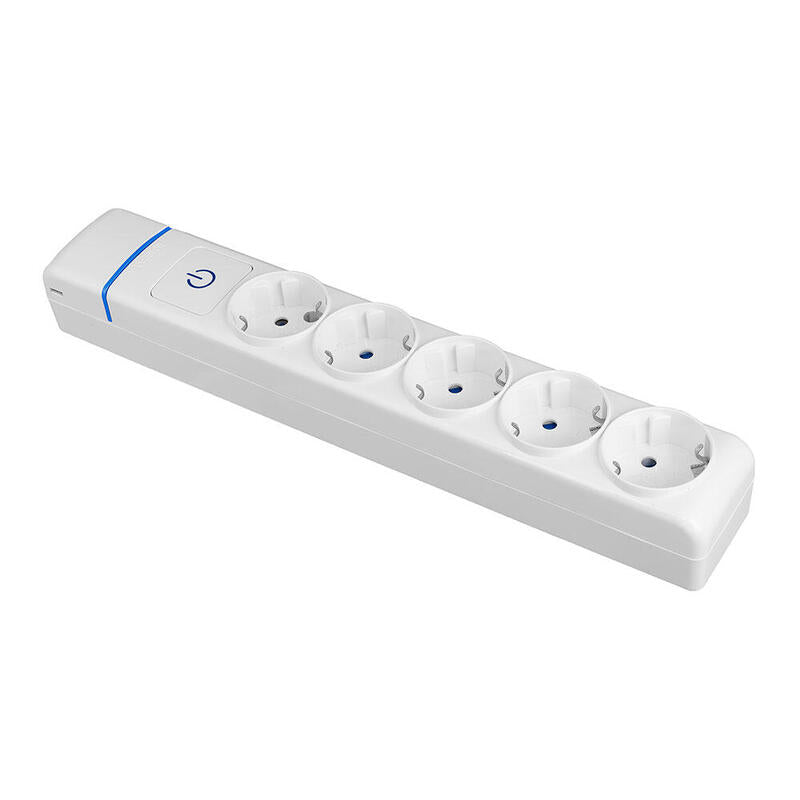 Base Múltiple De 5 Tomas 2p+T, 16a 250v. Con Interruptor Luminoso. 8005pil Solera