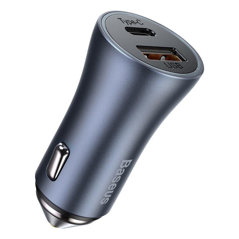 Baseus Car Charger Golden Contactor Pro Dual Quick Charger U+C Power Delivery 3.0 Quick Charge 4, Scp Fcp Afc 40w Dark Gray (Ccjd-0g)