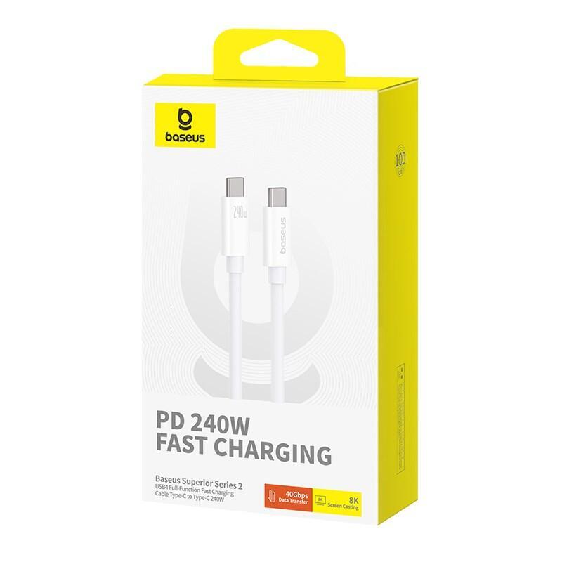Baseus Cb000068 Usb-C - Usb-C 240w Pd 8k 60hz 1m - Bialy