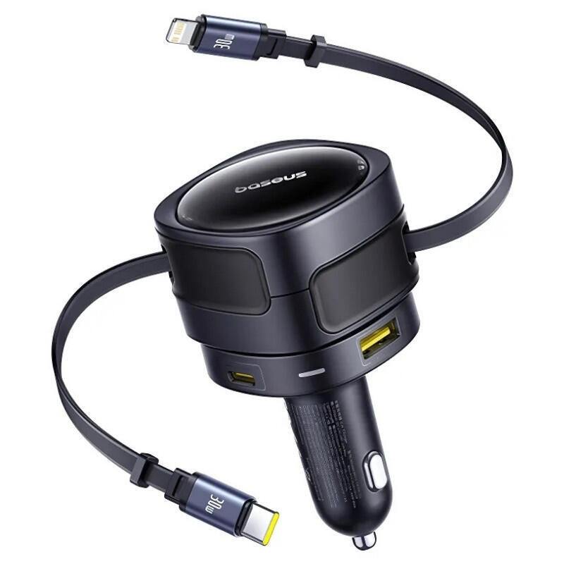 Baseus Enjoyment Max Cargador De Coche 90w Con Cables Usb-C+Lightning Y Puertos Usb-A+Usb-C