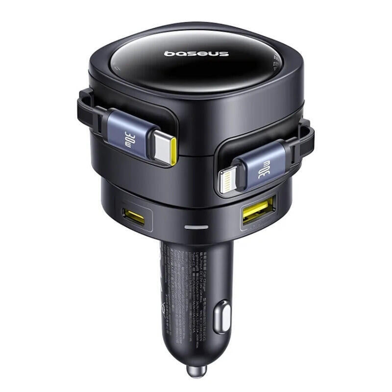 Baseus Enjoyment Max Cargador De Coche 90w Con Cables Usb-C+Lightning Y Puertos Usb-A+Usb-C