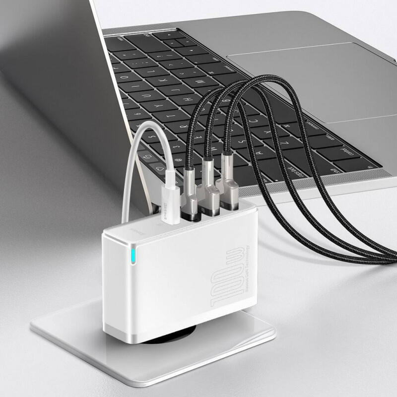 Baseus Gan2 Pro Rychlonabíjecí Adaptér 2x Type-C + 2x Usb-A 100w Bílá
