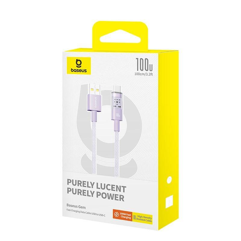 Baseus Gem Cable De Carga Rápida Usb A A Usb C 1 M 100 W Morado
