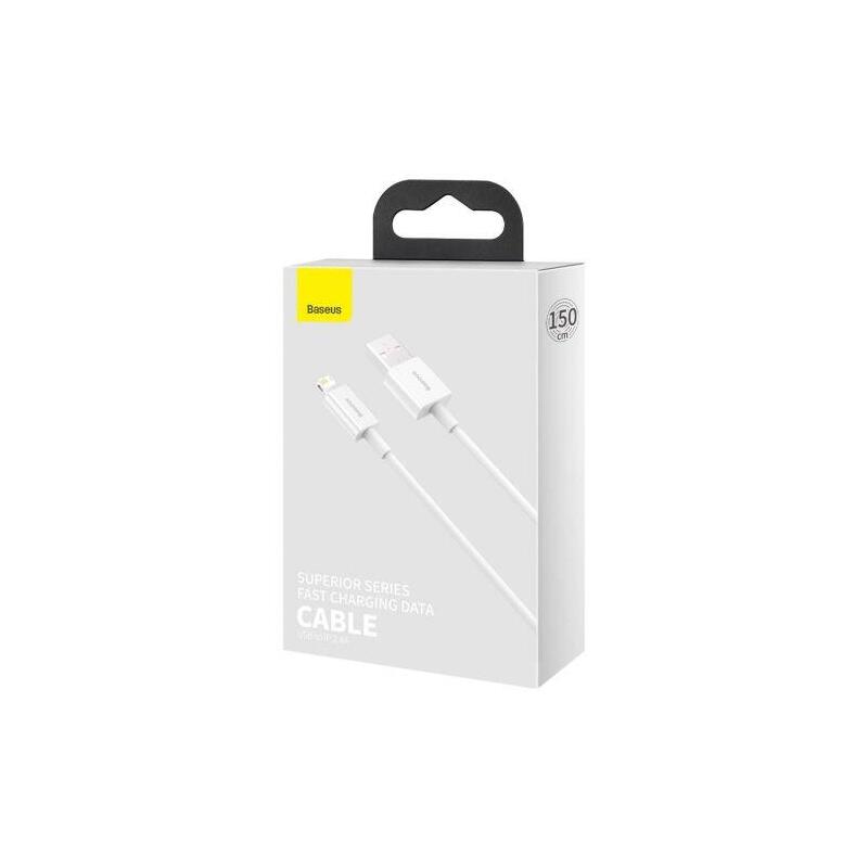 Baseus Lightning Superior Series Cable, Fast Charging, Data 2.4a, 1.5m White (Calys-B02)