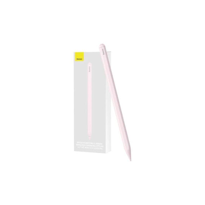 Baseus Tablet Tool Active Stylus Pen Smooth Wtiting 2 Wireless Charging With Led Indicator + Active Replaceable Tip For Ipad, Pink (Sxbc060104)