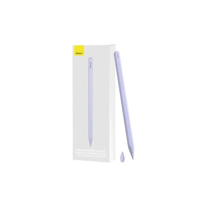 Baseus Tablet Tool Active Stylus Pen Smooth Wtiting 2 Wireless Charging With Led Indicator + Active Replaceable Tip For Ipad, Purple (Sxbc060105)