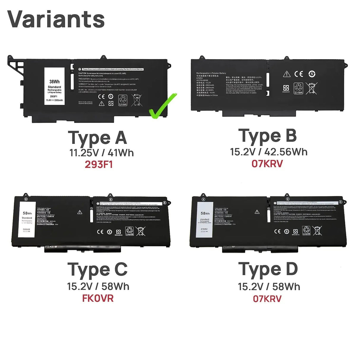 Batería 293F1 Para Portátil Dell Latitude 13 7330 Rugged Extreme Series M69D0 8Wrcr 01Vx5