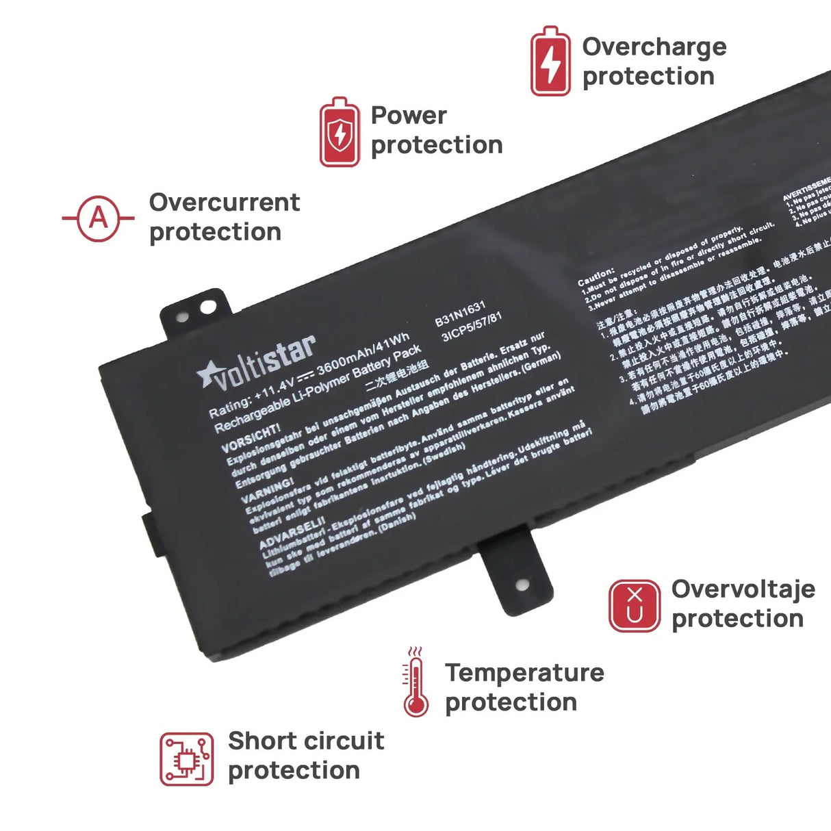 Batería Para Portátil B31N1631 Asus Vivobook 15 X505Bp X505Ba X505Ba-Br016T 11.4V 3600Mah