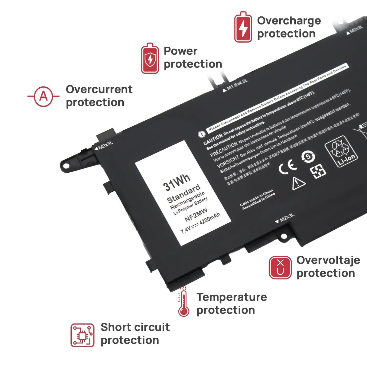 Batería Nf2Mw Para Portátil Dell 7.4V 4200Mah Inspiron 7400 | Latitude 7400 | Latitude 9410