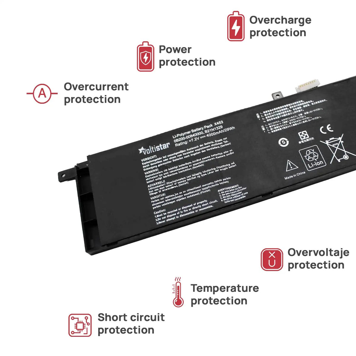 Batería Para Portátil Asus B21N1329 0B200-00840000 D553M F453 F453Ma F553 F553M 7.4V 4500Mah