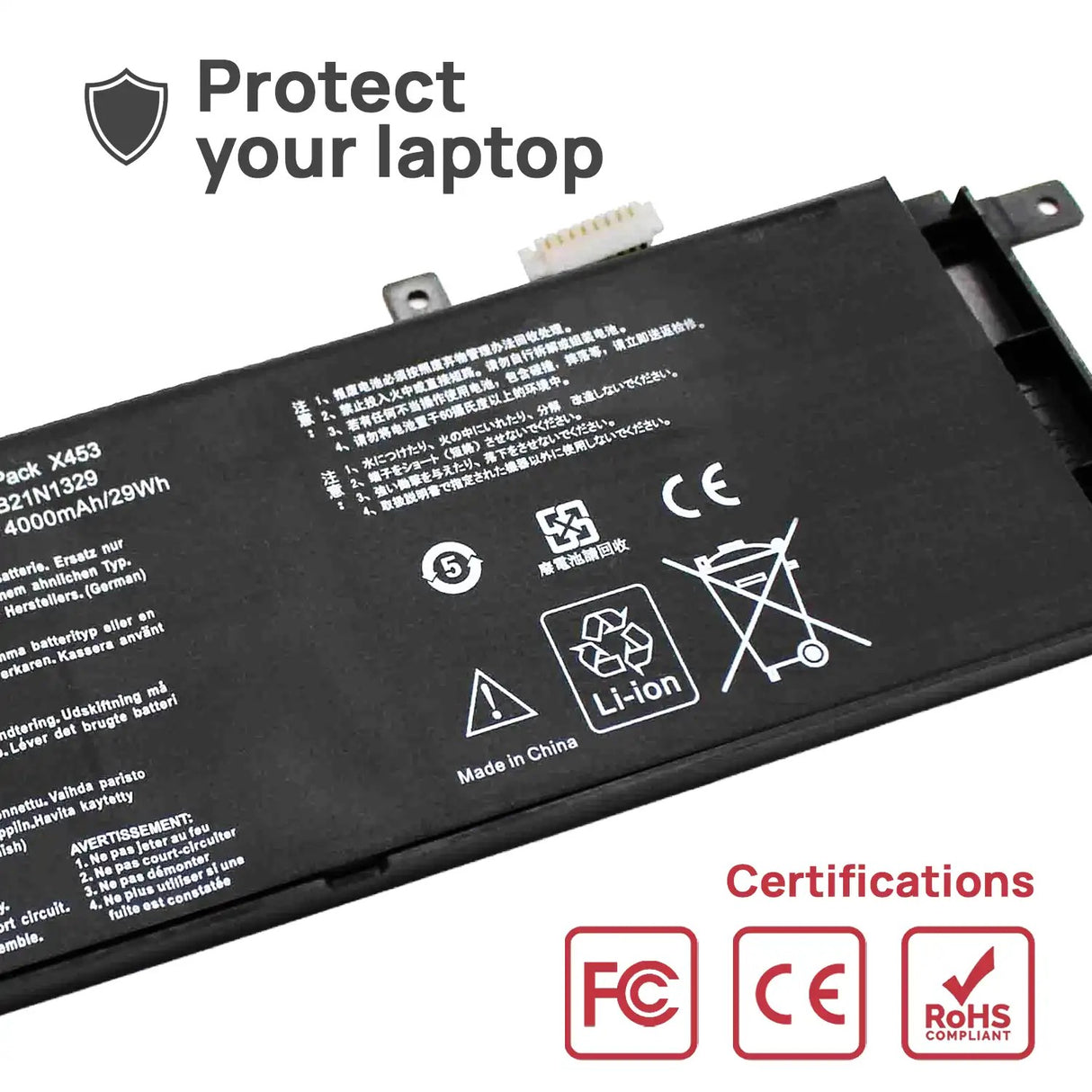 Batería Para Portátil Asus B21N1329 0B200-00840000 D553M F453 F453Ma F553 F553M 7.4V 4500Mah
