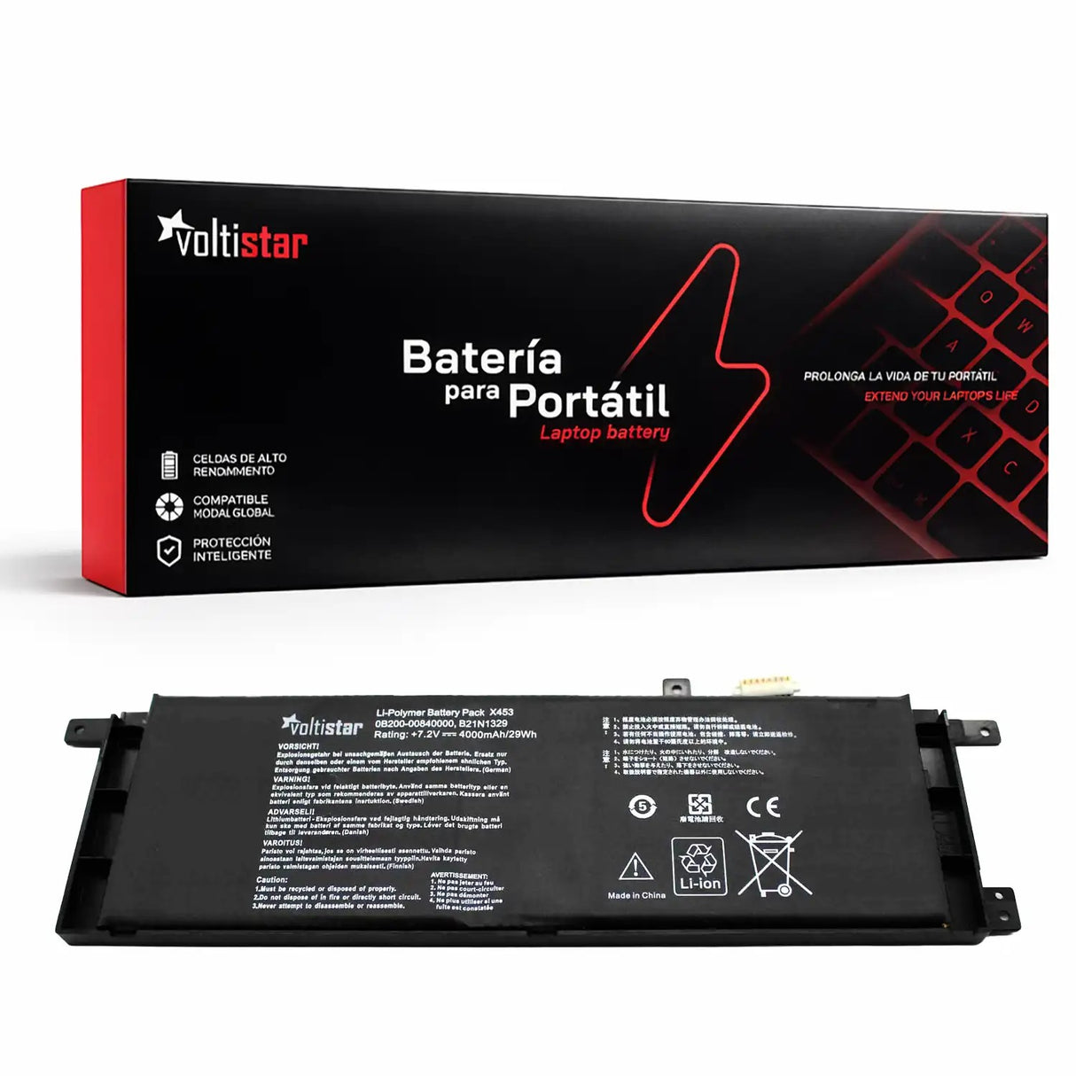 Batería Para Portátil Asus B21N1329 0B200-00840000 D553M F453 F453Ma F553 F553M 7.4V 4500Mah